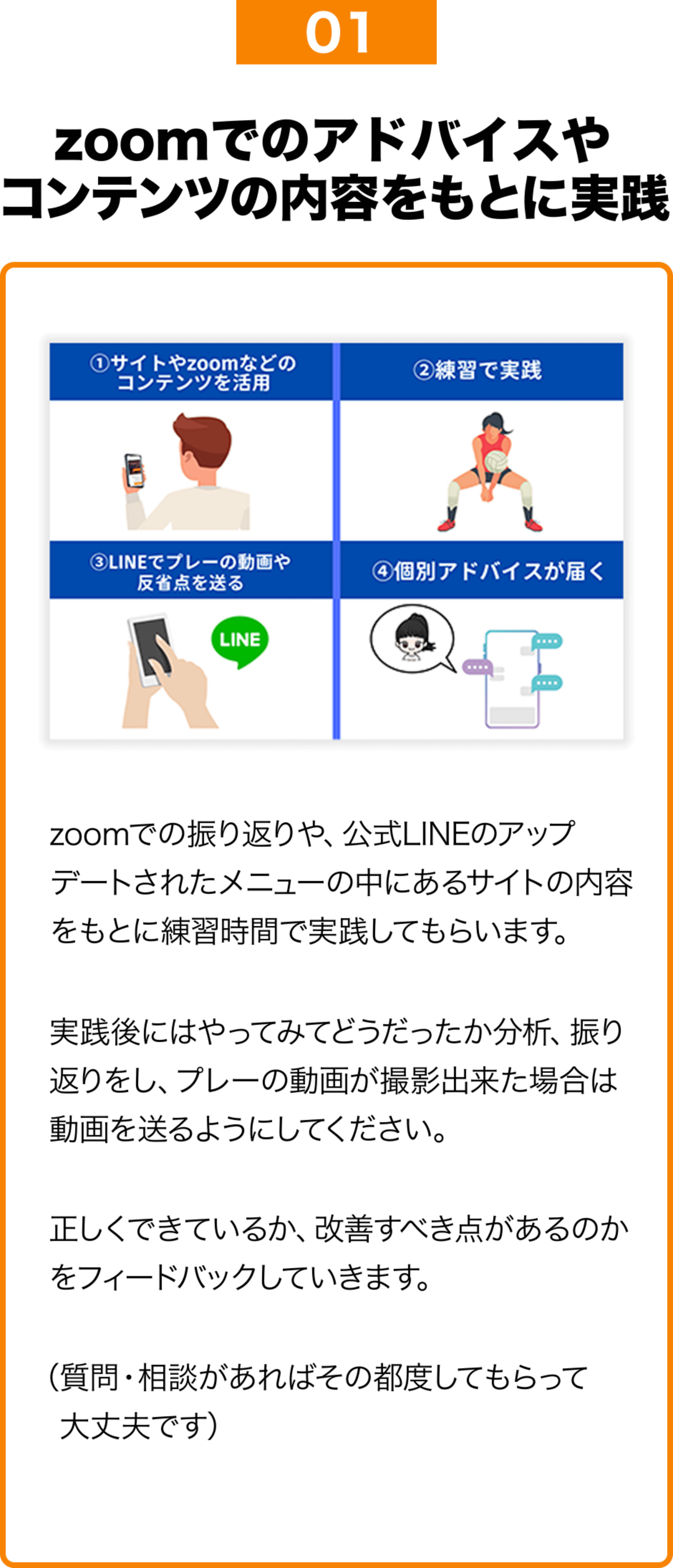 サイトの内容を読み実践してもらいます